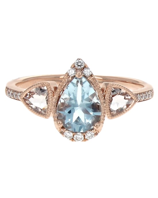 Aquamarine, Morganite and Diamond Ring